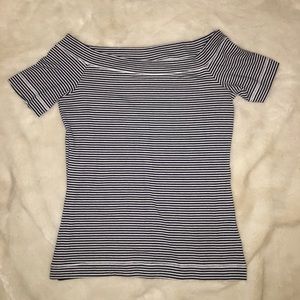 H&M Off the Shoulder Striped Shirt